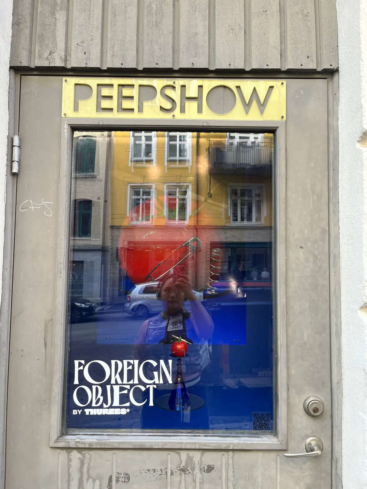 The Galleri 54 Peepshow window with Foreign Object inside